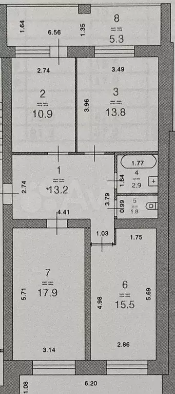 3-к. квартира, 81,3 м, 1/6 эт. - Фото 0