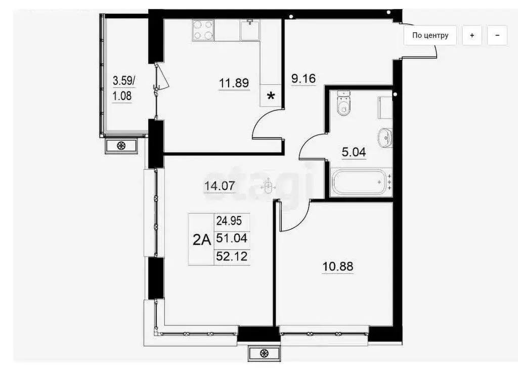 2-комнатная квартира: Казань, улица Михаила Миля, 9 (52.12 м) - Фото 1