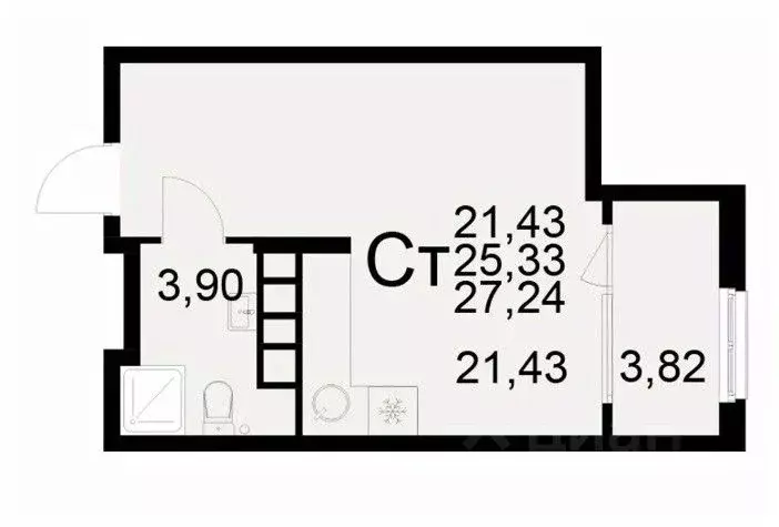 1-к кв. Рязанская область, Рязань ул. Бирюзова (27.24 м) - Фото 1