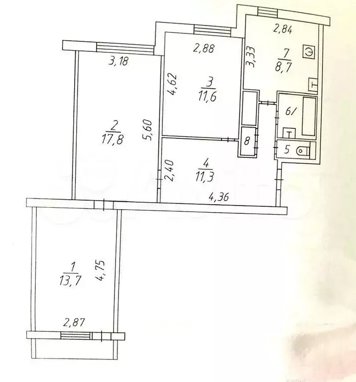 3-к. квартира, 70,1 м, 4/9 эт. - Фото 0