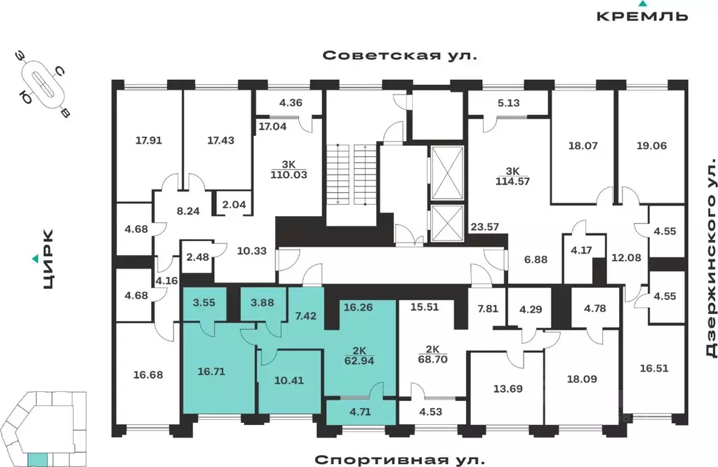 2-к кв. Тульская область, Тула ул. Болотникова, 4 (62.94 м) - Фото 2