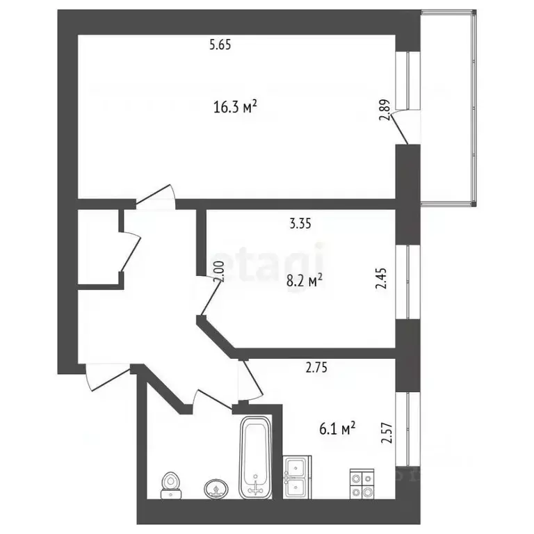 2-к кв. Белгородская область, Белгород Михайловское ш., 32 (41.8 м) - Фото 0