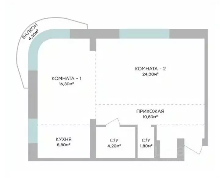 2-к кв. Алтайский край, Барнаул Пролетарская ул. (64.2 м) - Фото 1