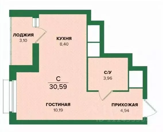 Студия Тульская область, Тула  (30.59 м) - Фото 0