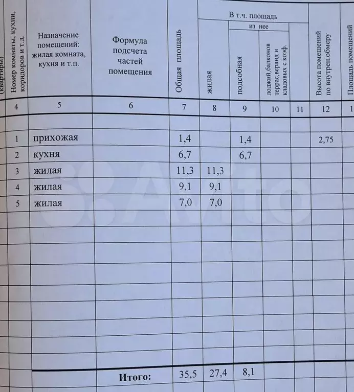 3-к. квартира, 35,5 м, 1/1 эт. - Фото 1