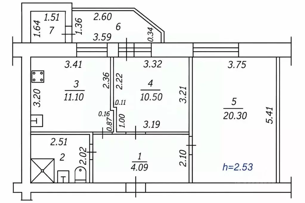 2-к кв. Чувашия, Чебоксары ул. Константина Иванова, 79 (55.6 м) - Фото 2