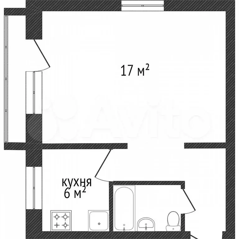 1-к. квартира, 30,3 м, 2/5 эт. - Фото 0