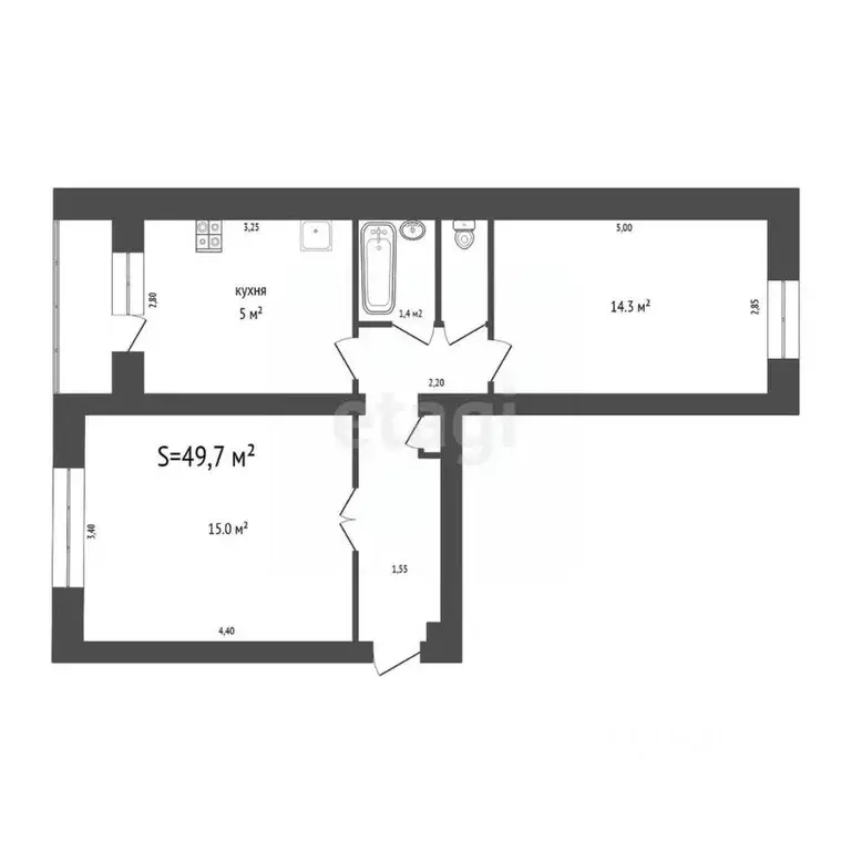 2-к кв. Алтайский край, Бийск Социалистическая ул., 76 (49.7 м) - Фото 2