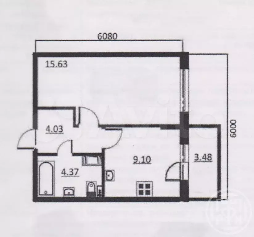 1-к. квартира, 33 м, 4/5 эт. - Фото 1