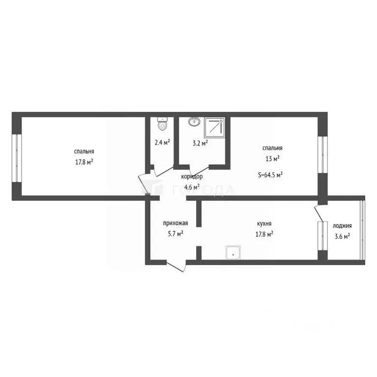 2-к кв. Алтайский край, Барнаул ул. 280-летия Барнаула, 21 (64.5 м) - Фото 2