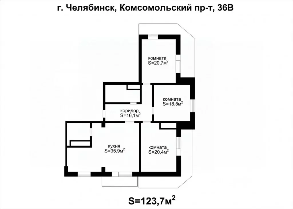 3-к кв. Челябинская область, Челябинск Комсомольский просп., 36в ... - Фото 2
