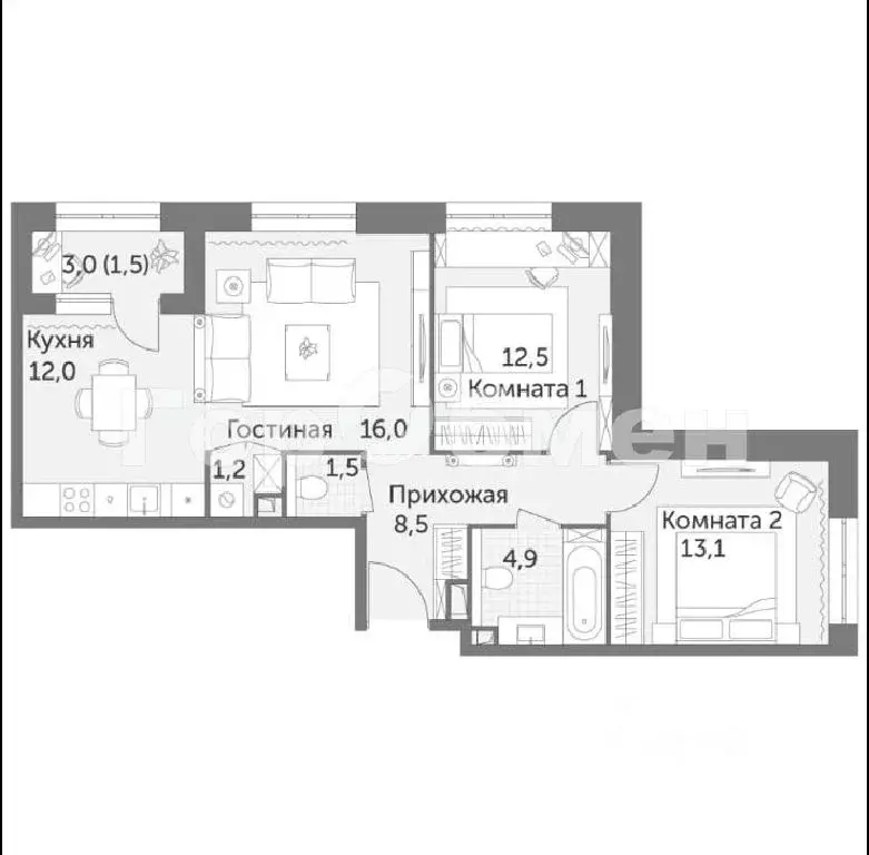 Продается 3-комнатная квартира - Фото 1