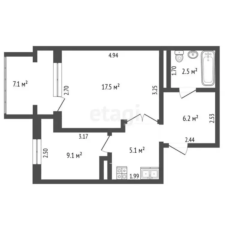 2-комнатная квартира: Гаспра, Парусный переулок, 3 (41.5 м) - Фото 1