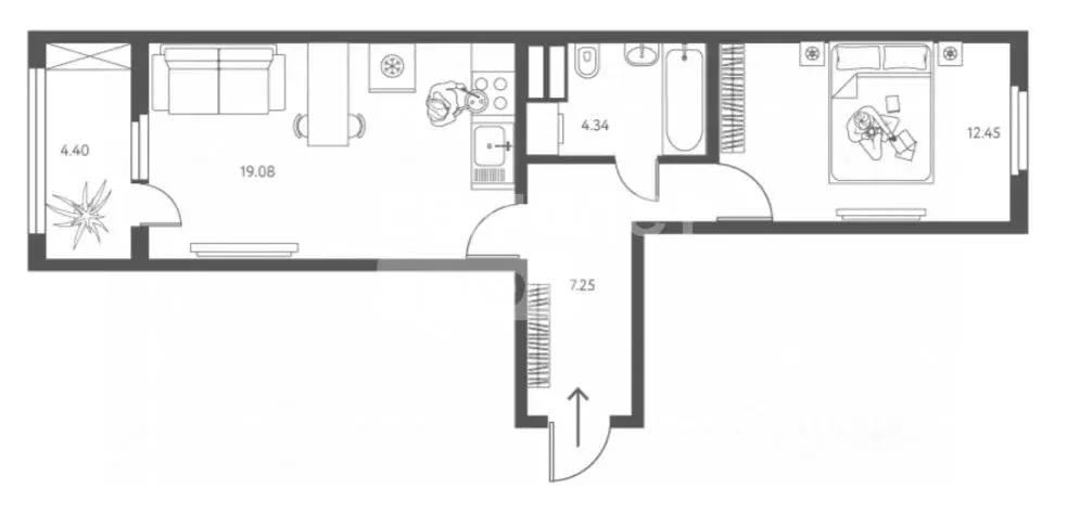 2-к кв. Липецкая область, Липецк ул. Перова, 2Д (45.32 м) - Фото 2