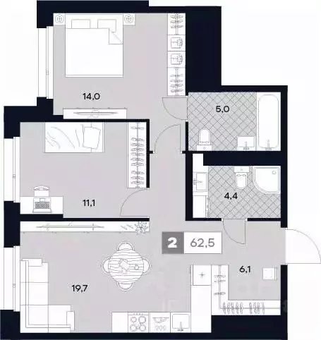 2-к кв. Москва Лодочная ул., 27К2 (62.5 м) - Фото 0