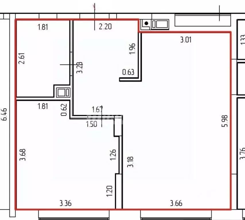 1-к кв. Тюменская область, Тюмень ул. Андрея Кореневского, 11 (43.2 м) - Фото 2
