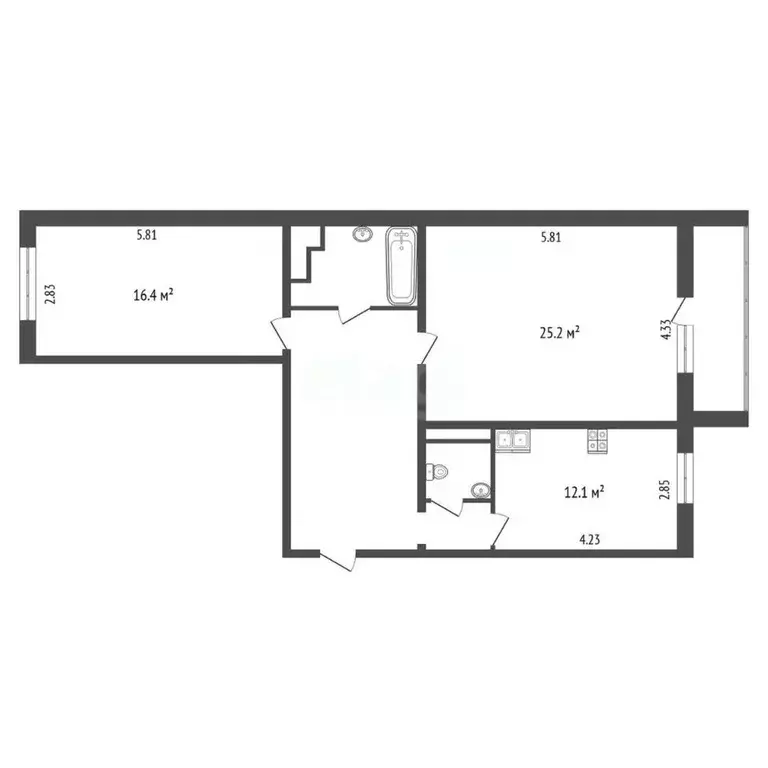 2-к кв. Челябинская область, Челябинск ул. Захаренко, 5А (76.5 м) - Фото 0