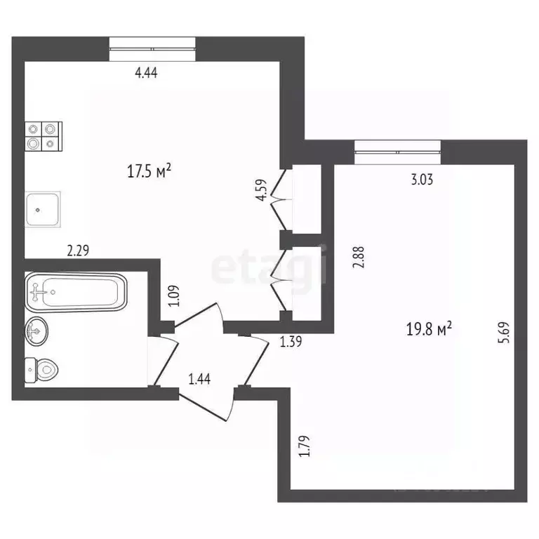 2-к кв. Свердловская область, Талица ул. Ленина, 35 (44.8 м) - Фото 1