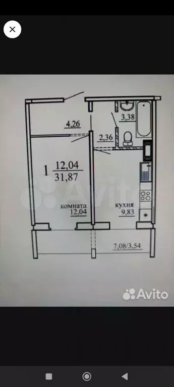 1-к. квартира, 32 м, 8/10 эт. - Фото 0