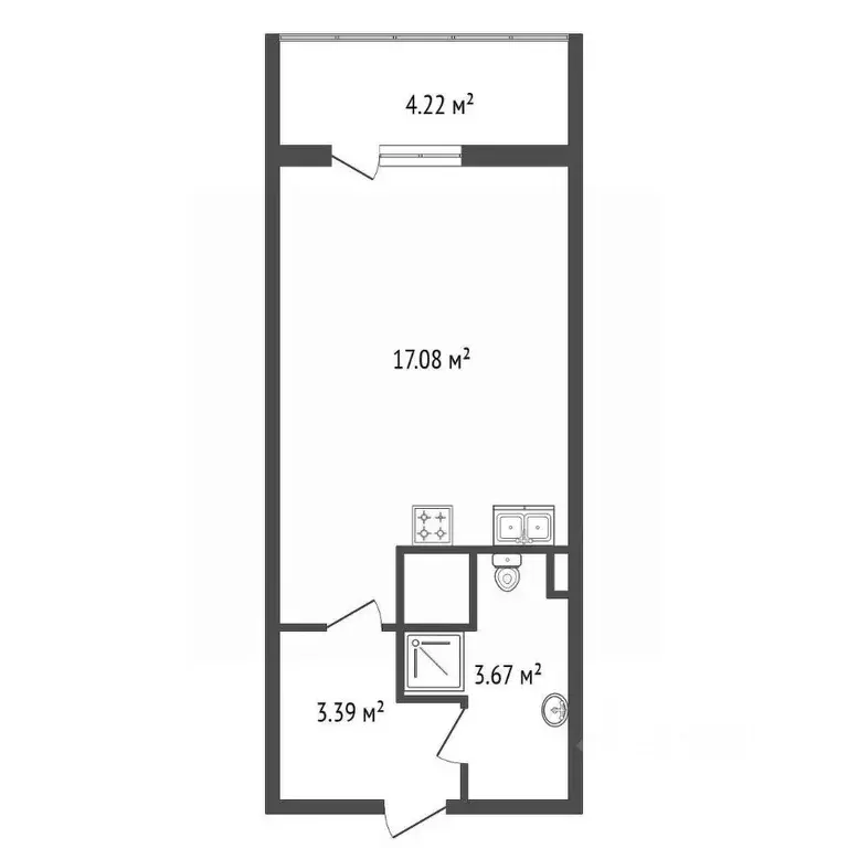Студия Санкт-Петербург просп. Ветеранов, 171к4 (23.8 м) - Фото 1