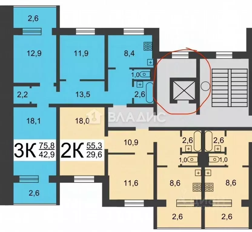 3-к кв. Нижегородская область, Нижний Новгород просп. Ильича, 40 (70.6 ... - Фото 2