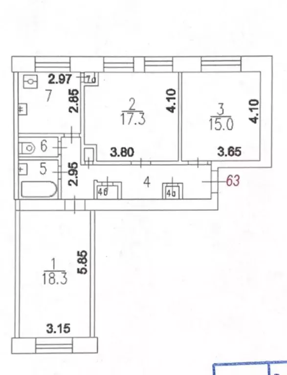 3-к кв. Москва 1-я Дубровская ул., 13 (76.0 м) - Фото 0