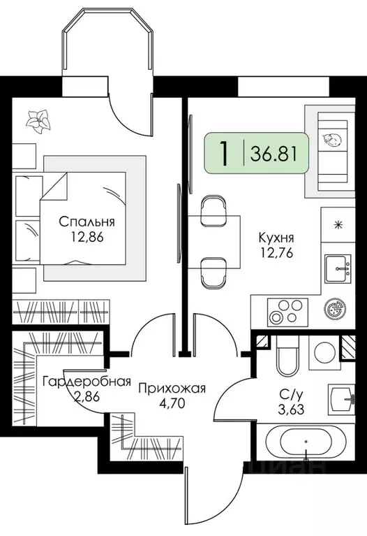 1-к кв. Ленинградская область, Всеволожский район, Романовское с/пос, ... - Фото 1