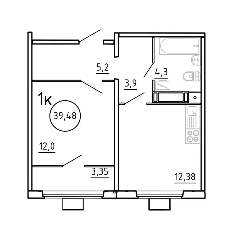 1-к кв. Челябинская область, Челябинск Трактовая ул., 30/2 (39.48 м) - Фото 0