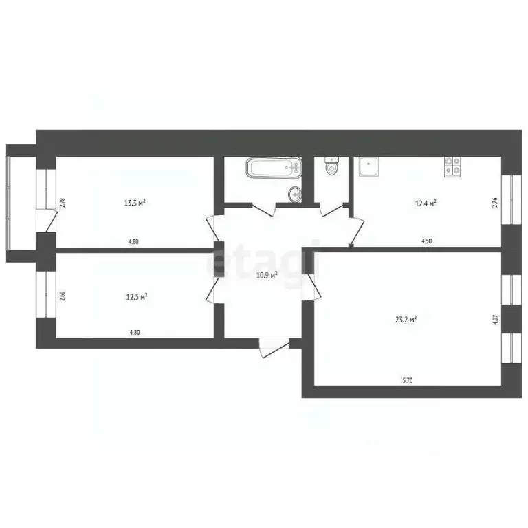 3-к кв. Вологодская область, Вологда ул. Ударников, 29 (77.8 м) - Фото 2