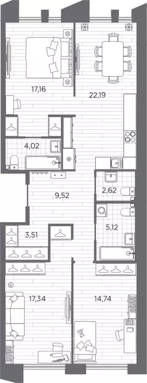 3-к кв. Санкт-Петербург Территория Галерный остров, Мэрин Корт жилой ... - Фото 1