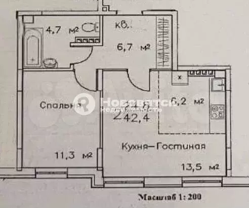 2-к. квартира, 42,4 м, 5/5 эт. - Фото 0