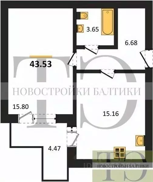 1-к кв. Калининградская область, Калининград ул. Героя России ... - Фото 0