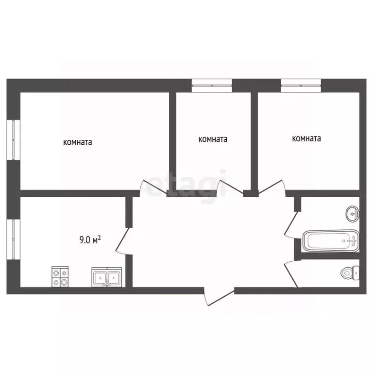 3-к кв. Ямало-Ненецкий АО, Муравленко ул. Ленина, 6 (59.5 м) - Фото 1