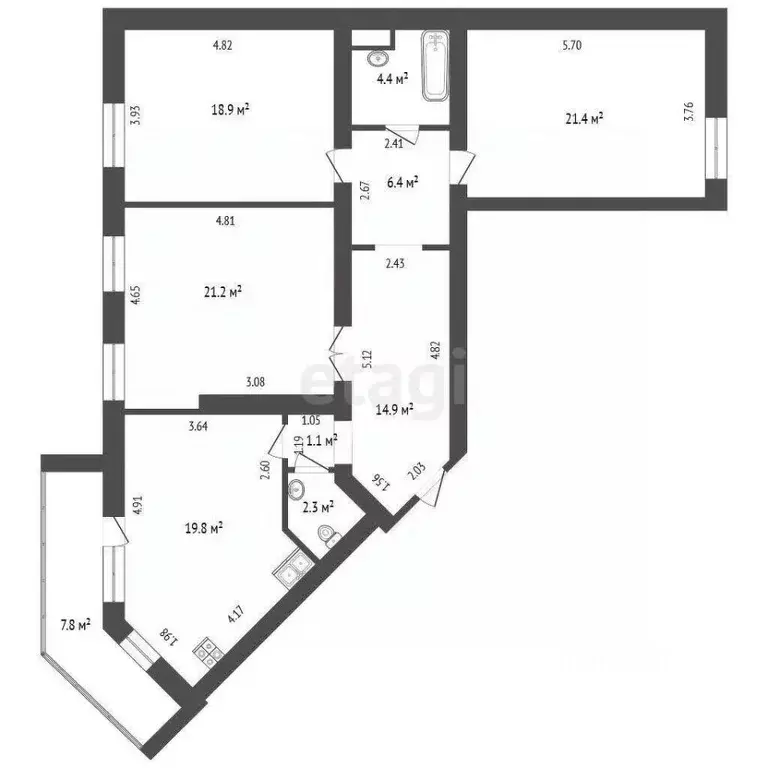 3-к кв. Тюменская область, Тюмень ул. Чернышевского, 2б (109.3 м) - Фото 1