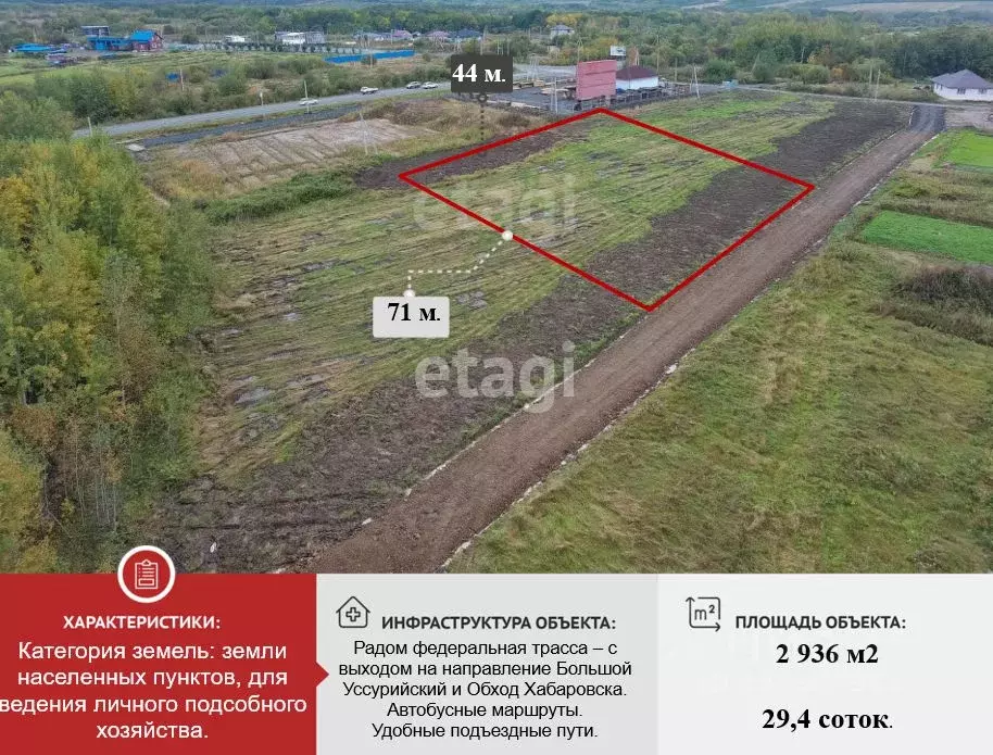 Участок в Хабаровский край, Хабаровский район, с. Краснореченское, ... - Фото 1