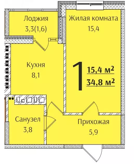 1-к кв. Ростовская область, Батайск  (34.8 м) - Фото 0