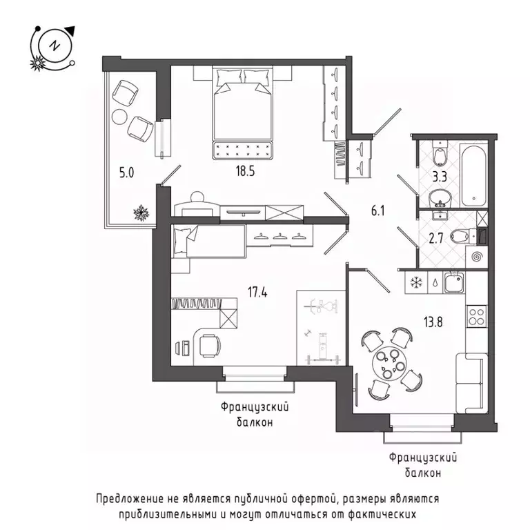 2-к кв. Санкт-Петербург Черниговская ул., 13к2 (64.4 м) - Фото 0