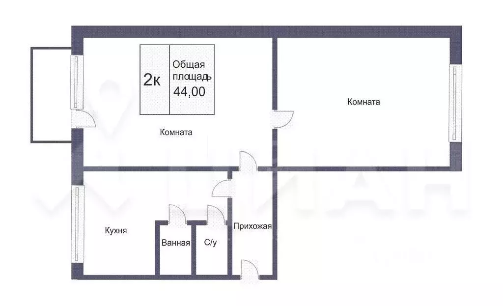 2-к кв. Кемеровская область, Кемерово просп. Ленина, 133А (44.6 м) - Фото 1