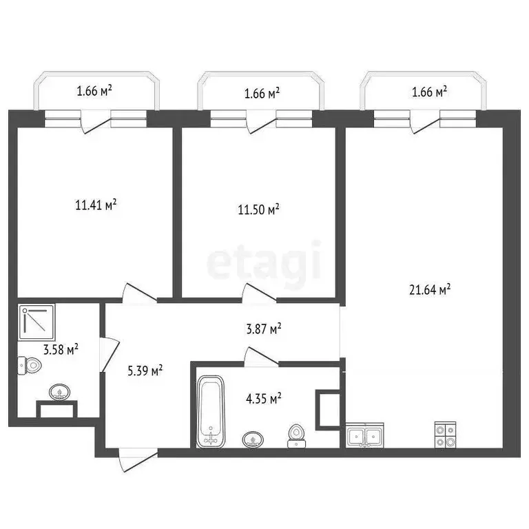 2-комнатная квартира: Тюмень, улица Вадима Бованенко, 7 (61.74 м) - Фото 0