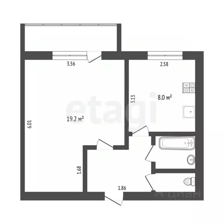 1-к кв. Тюменская область, Тюмень ул. Таллинская, 2Б (36.1 м) - Фото 2