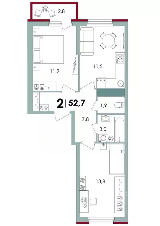 2-к кв. Тверская область, Калининский муниципальный округ, д. Батино  ... - Фото 1