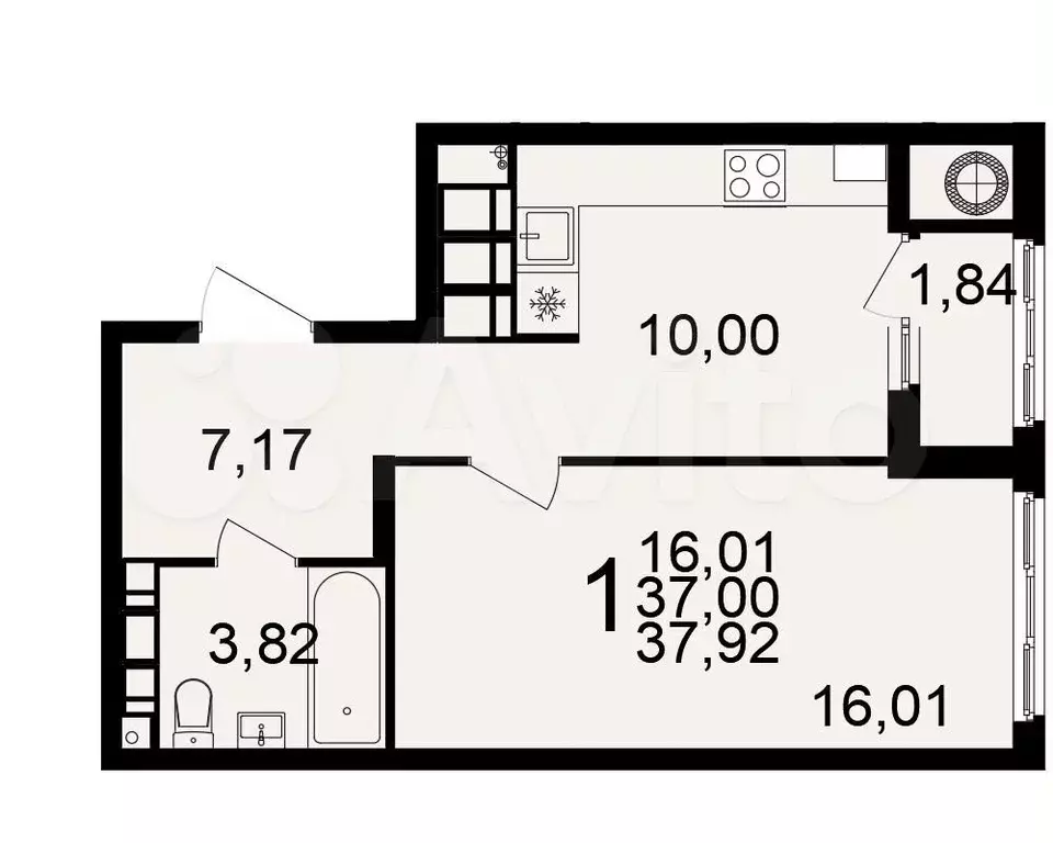 1-к. квартира, 37,9 м, 25/25 эт. - Фото 1