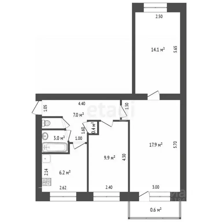 3-к кв. Мордовия, Саранск бул. Эрьзи, 10 (60.0 м) - Фото 1