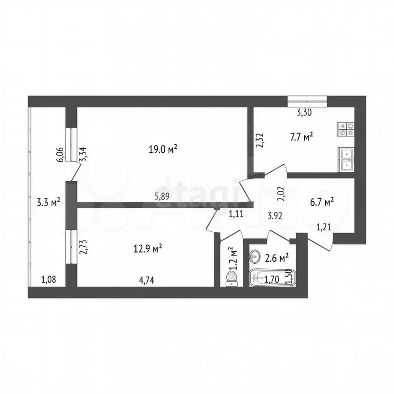 2-к. квартира, 51 м, 2/5 эт. - Фото 0