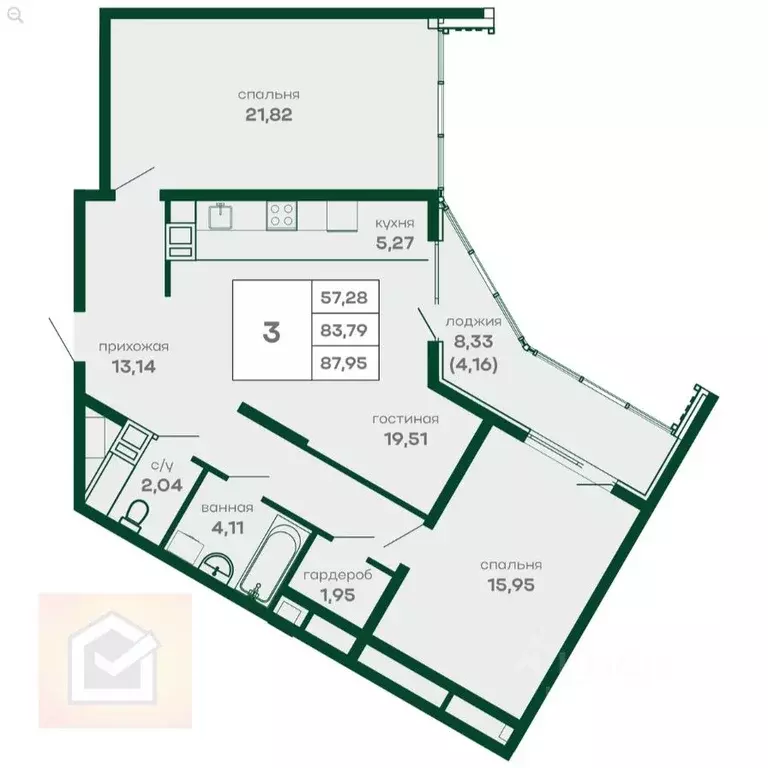 3-к кв. Крым, Симферополь ул. 51-й Армии, 111 (87.95 м) - Фото 1