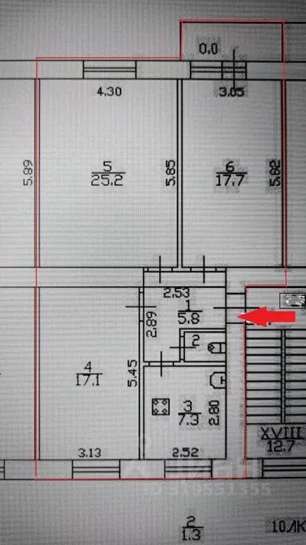 3-к кв. Санкт-Петербург Бумажная ул., 22К4 (74.4 м) - Фото 2