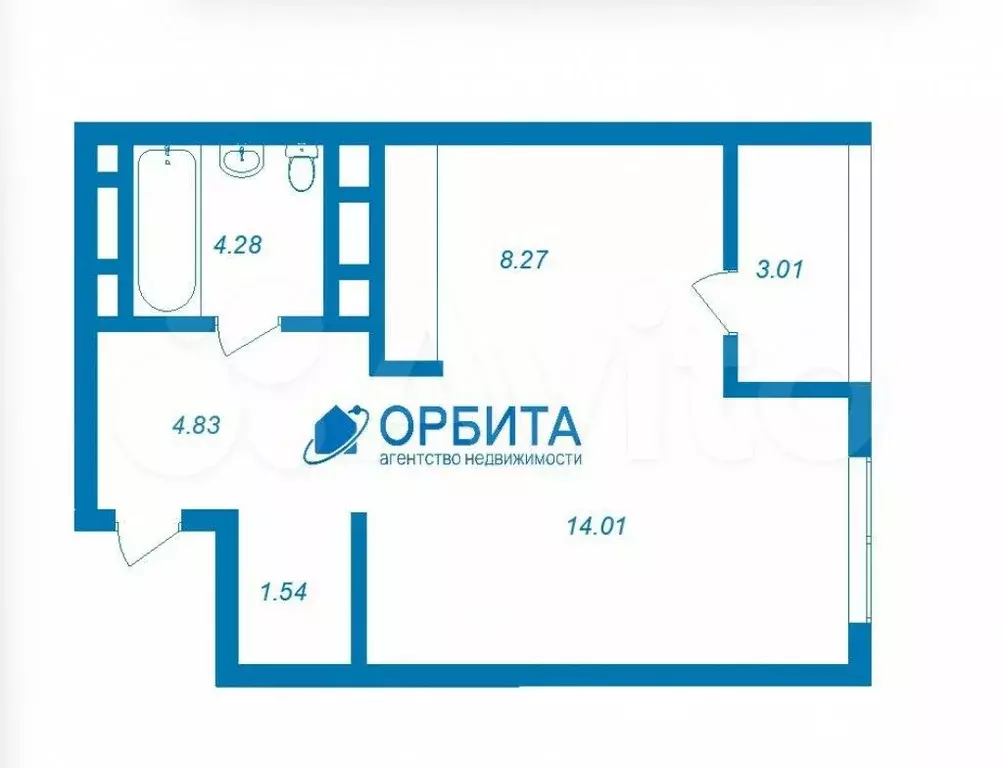 Квартира-студия, 32,6 м, 6/10 эт. - Фото 0