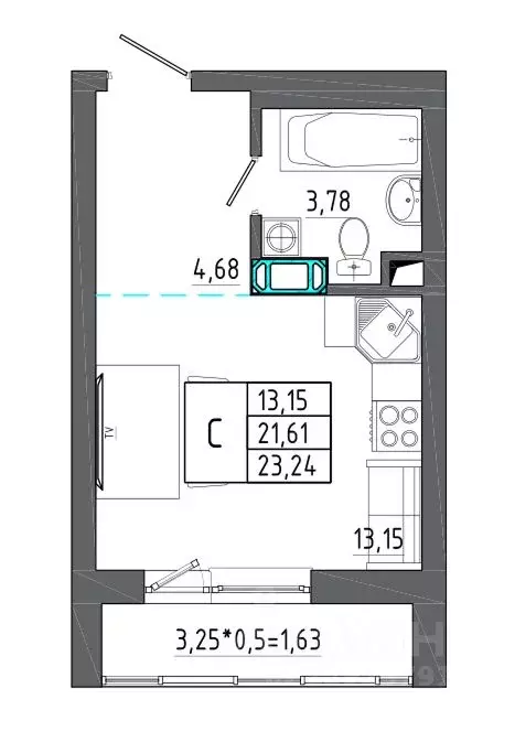 Студия Воронежская область, Воронеж Нижняя ул., 32 (23.24 м) - Фото 1