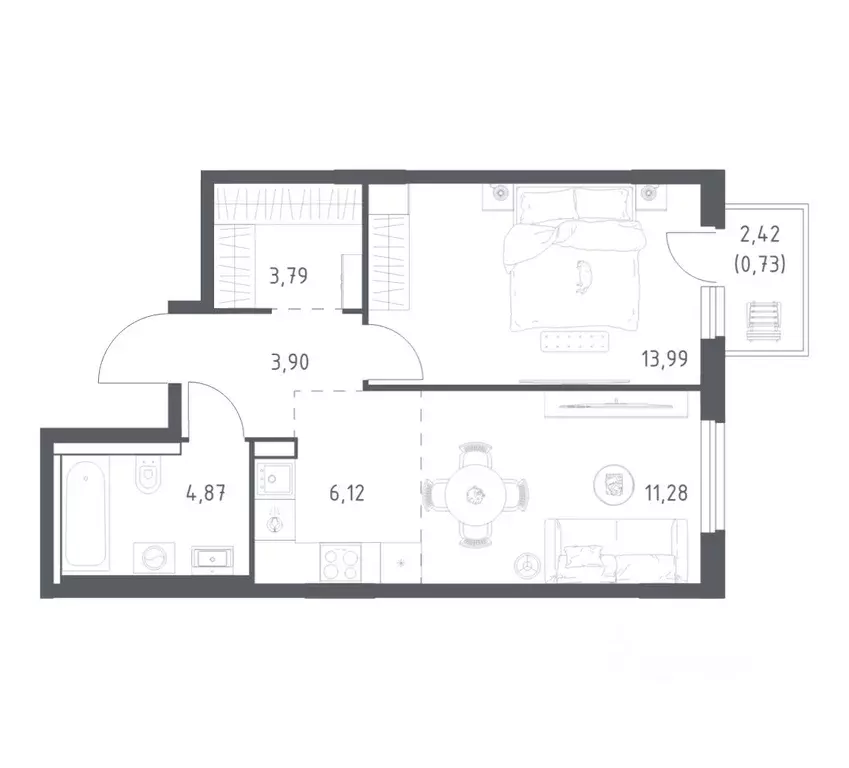 1-к кв. Башкортостан, Уфа ул. Минигали Губайдуллина, 8к9 (44.68 м) - Фото 1