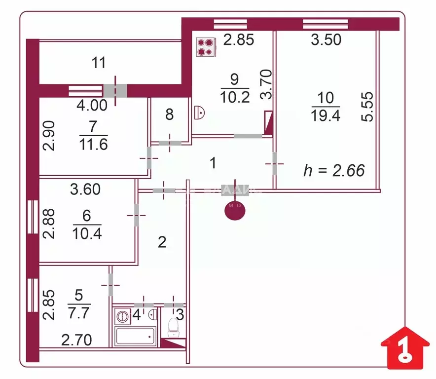 4-к кв. Омская область, Омск Заозерный мкр, просп. Менделеева, 37 ... - Фото 2